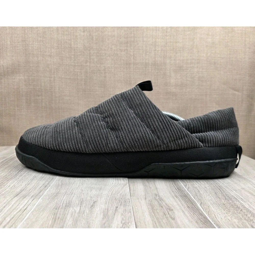 The North Face Mens Grey Black Nuptse  Mule Corduroy Goose Down Slippers Size 12